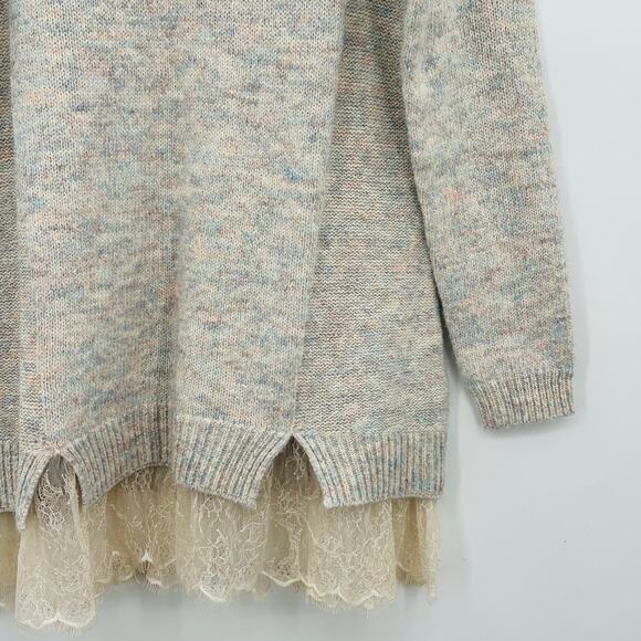 Logo by Lori Goldstein Crew Neck Tunic Feminine Sweater w/ Lace Hem Womens 2XS - Picture 5 of 11